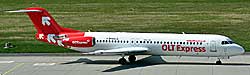 Eine Fokker 100 kommt zwischen Dresden und Zürich zum Einsatz
