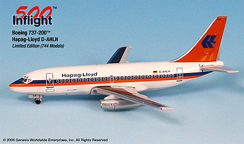 Flugzeugmodelle: Hapag-Lloyd - Boeing 737-200 - 1:500