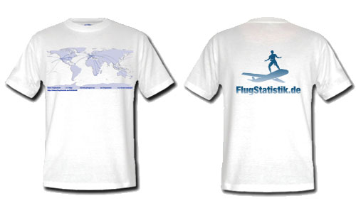 Bekleidung: T-Shirt (weiss/halbarm) eigene FlugKarte und FS-Logo