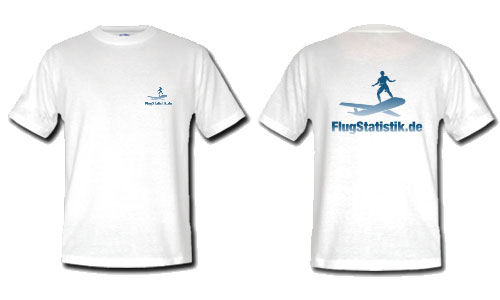 Bekleidung: T-Shirt (weiss/halbarm) mit FlugStatistik Logos