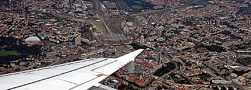 Vor der Landung in Leipzig-Halle drehte die Maschine noch eine Runde über die Leipziger City